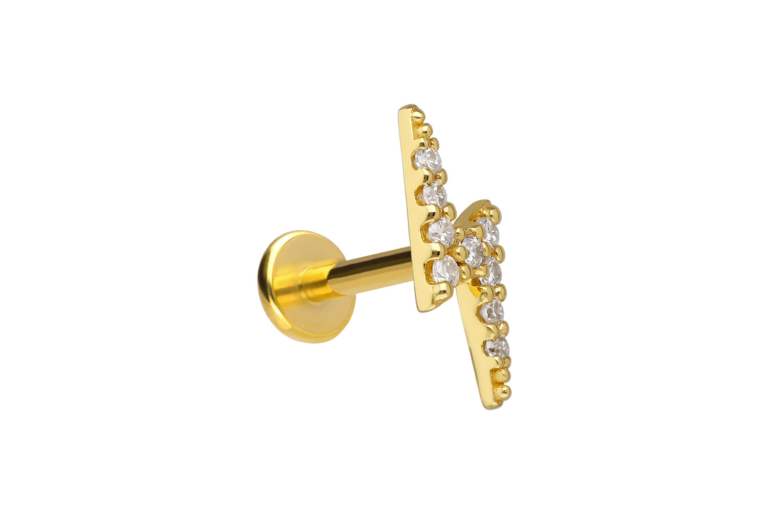 Titan Labret mit Innengewinde + 925er Silber Aufsatz MOISSANIT-BLITZ | GO = Goldfarben | 1,2 | 10 | SIX532_[297100]